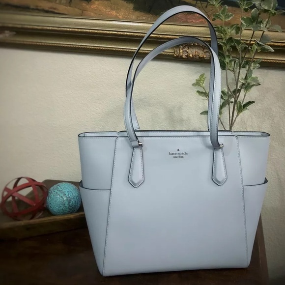kate spade Handbags - Kate Spade Zip Top Tippy Tote Purse Frosted Blue